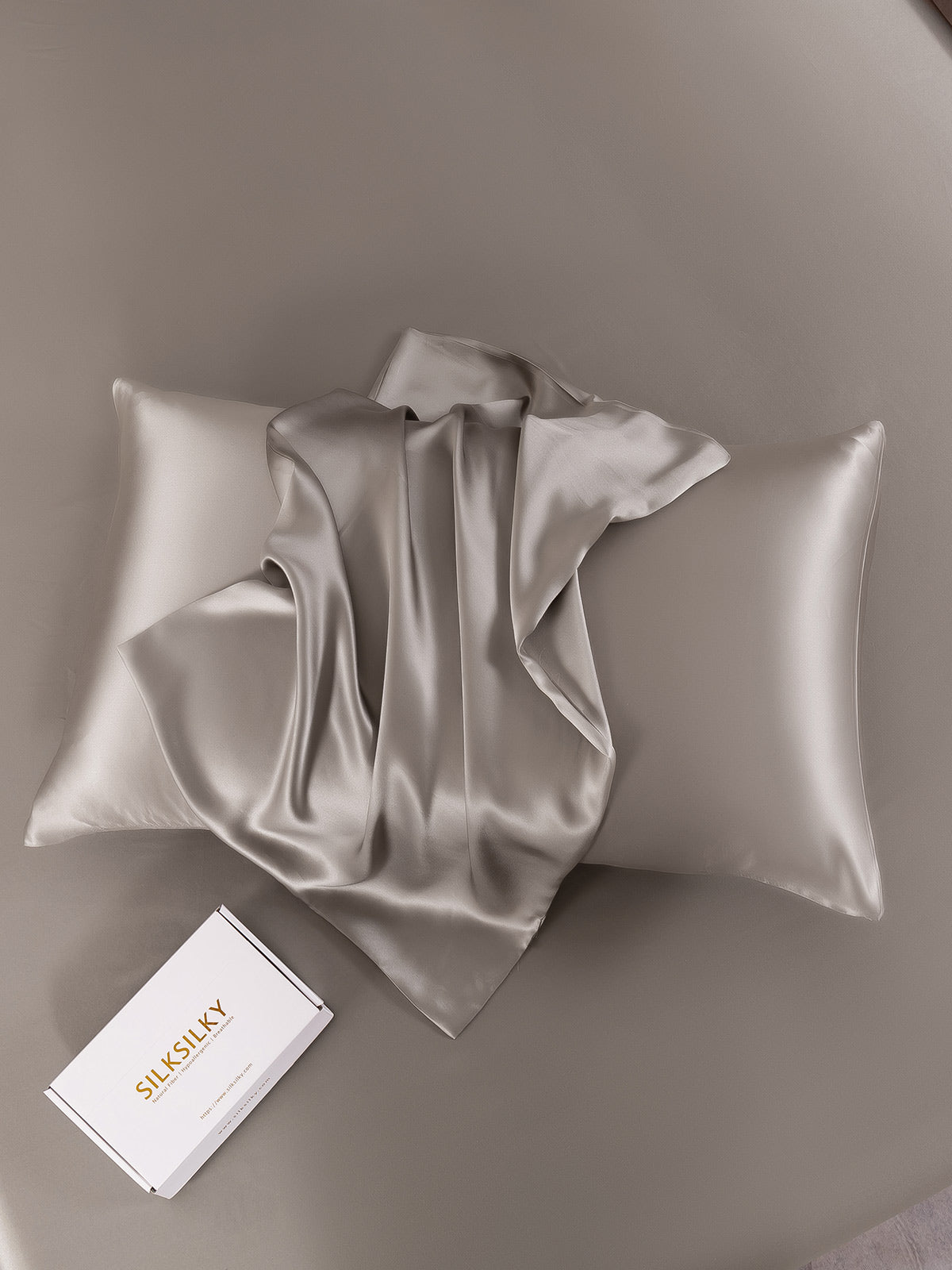 [Gris] SilkSilky-FR 22Momme Pure Soie Pillowcase 003