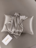 SilkSilky FR 19Momme Pure Soie Pillowcase Gris 005