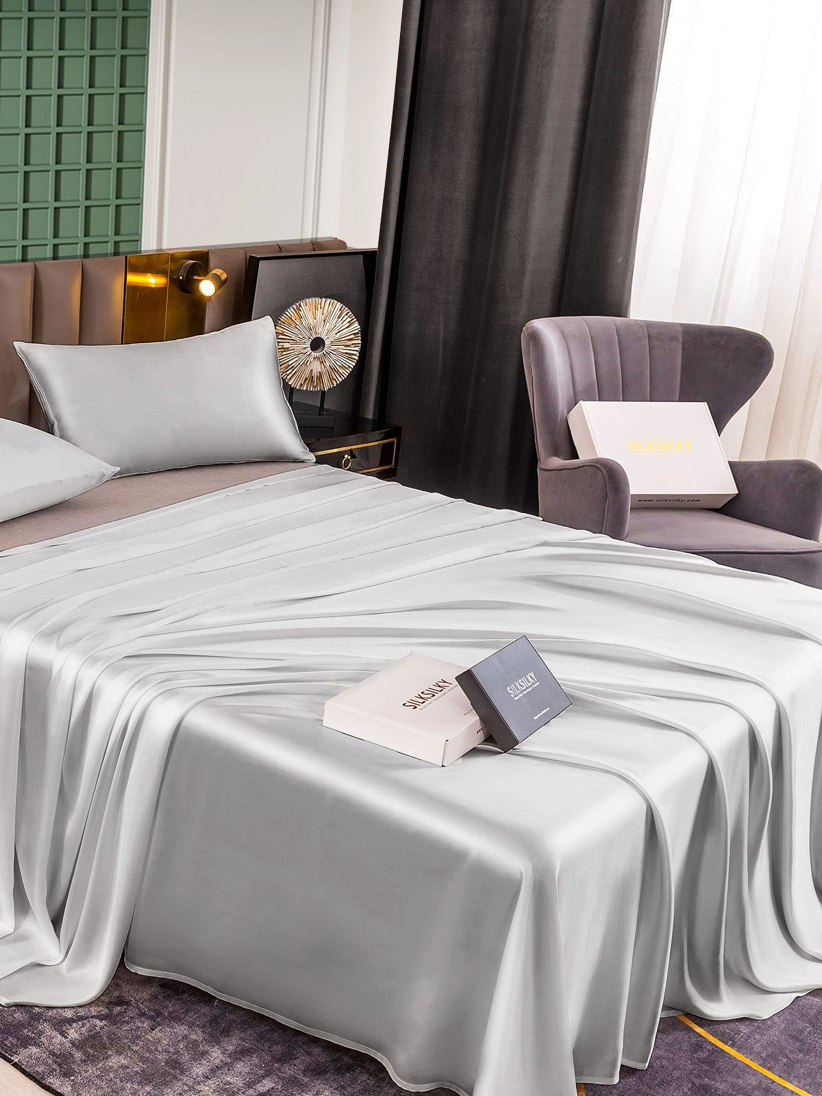 [Argent] SilkSilky-FR 25Momme Pure Soie Bedding Set 004