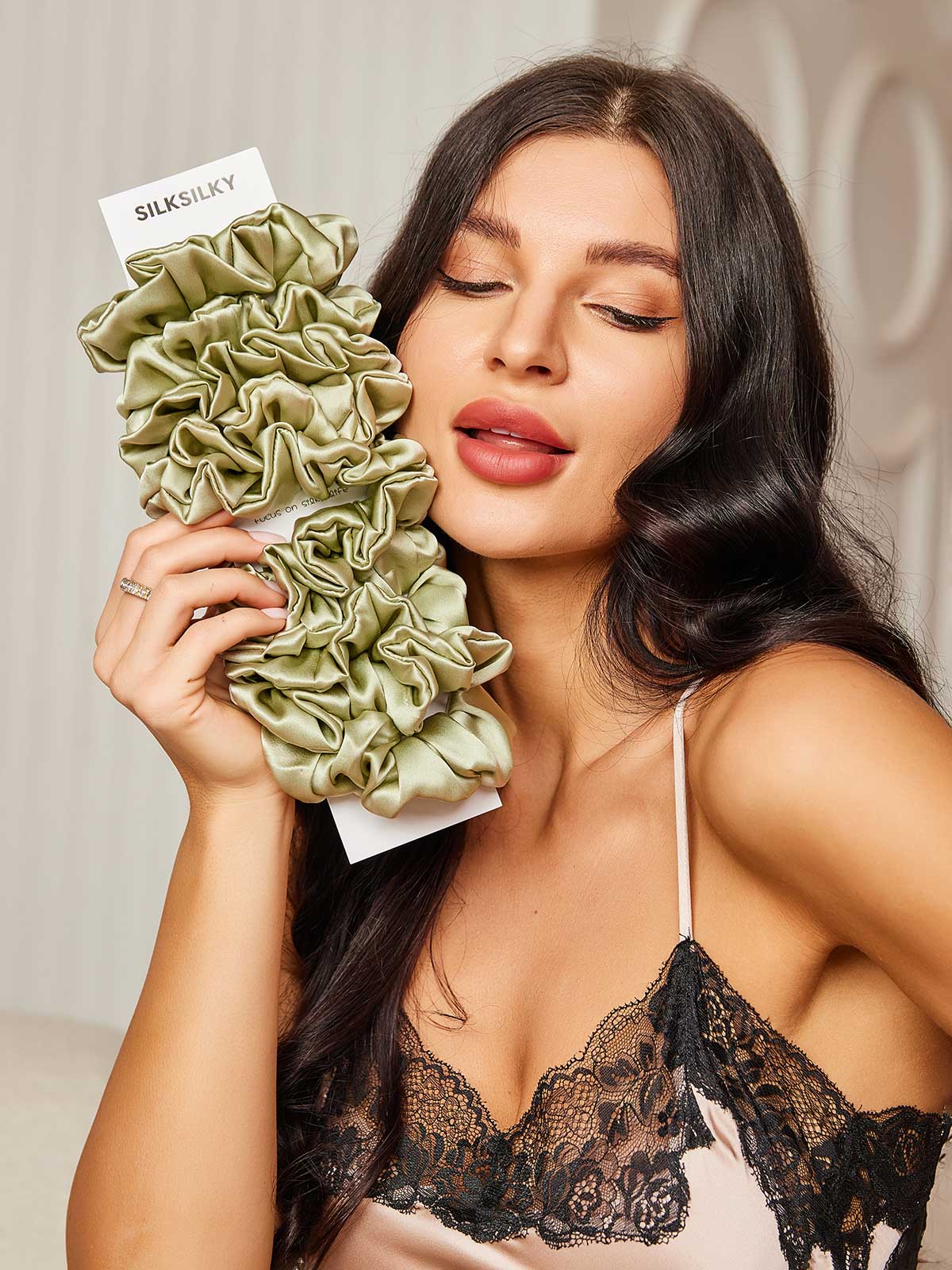 [Vert Menthe] SilkSilky-FR 19Momme Pure Soie Scrunchie 001