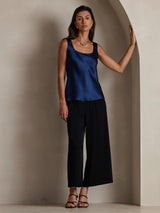 [Bleu Foncé] SilkSilky-FR Sleeveless Top À Fines Brides 006