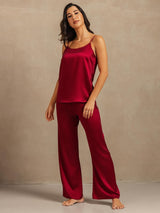 [Rouge Vineux] SilkSilky-FR 19Momme Fines Brides Encolure Dégagée Ensemble Camisole 006