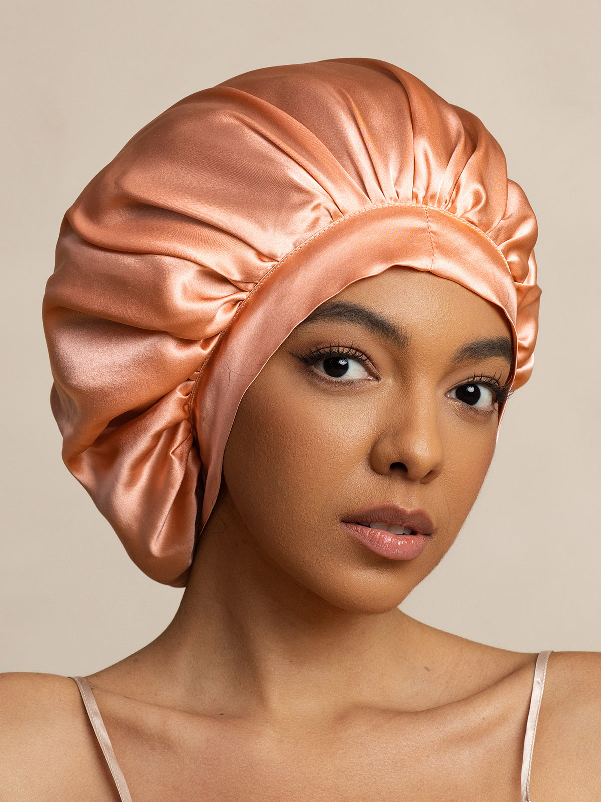 [Rose Corail] SilkSilky-FR Pure Soie Sleep Cap 002