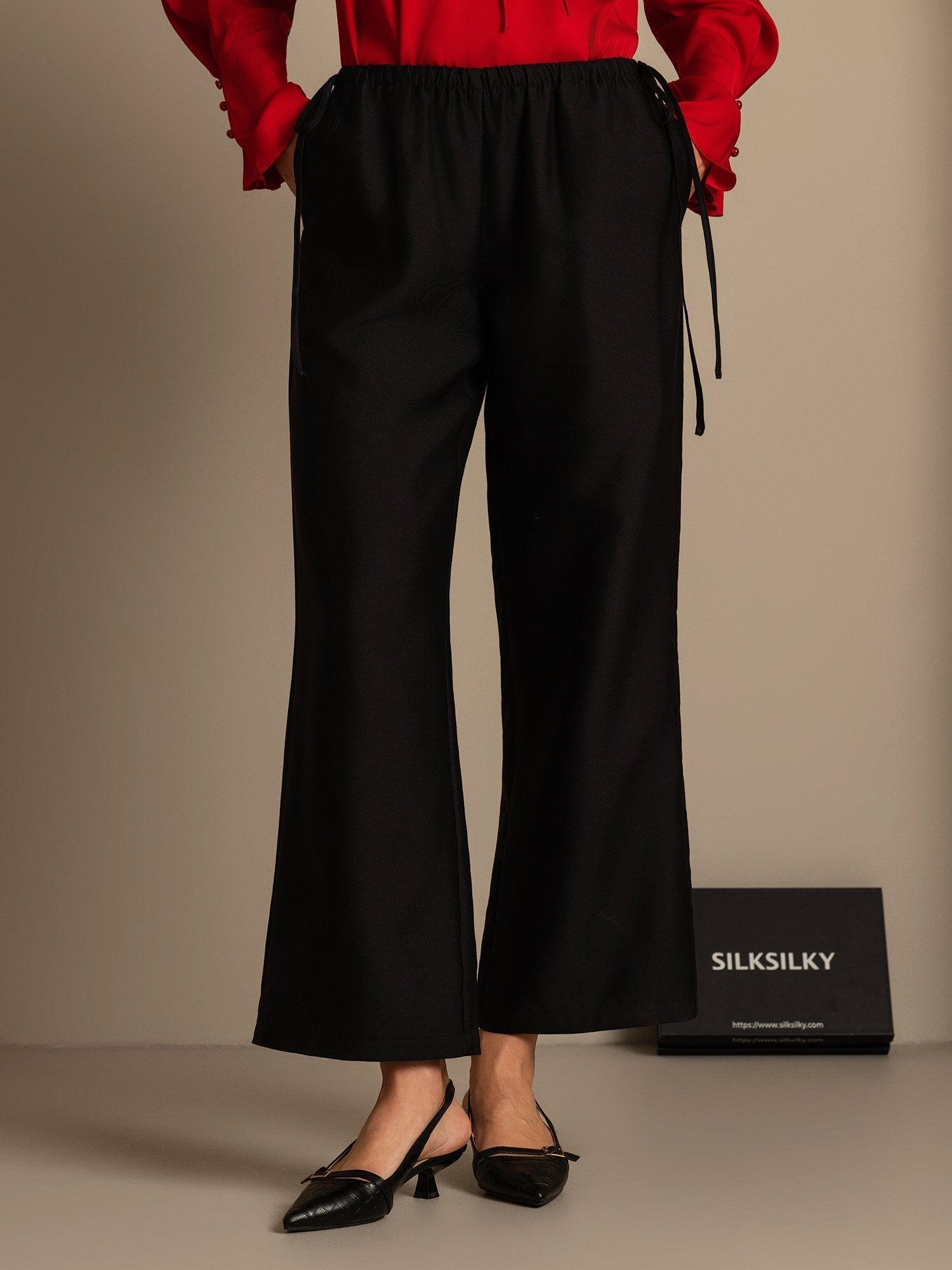 [Noir] SilkSilky-FR 32Momme Soie Womens Pants 001,