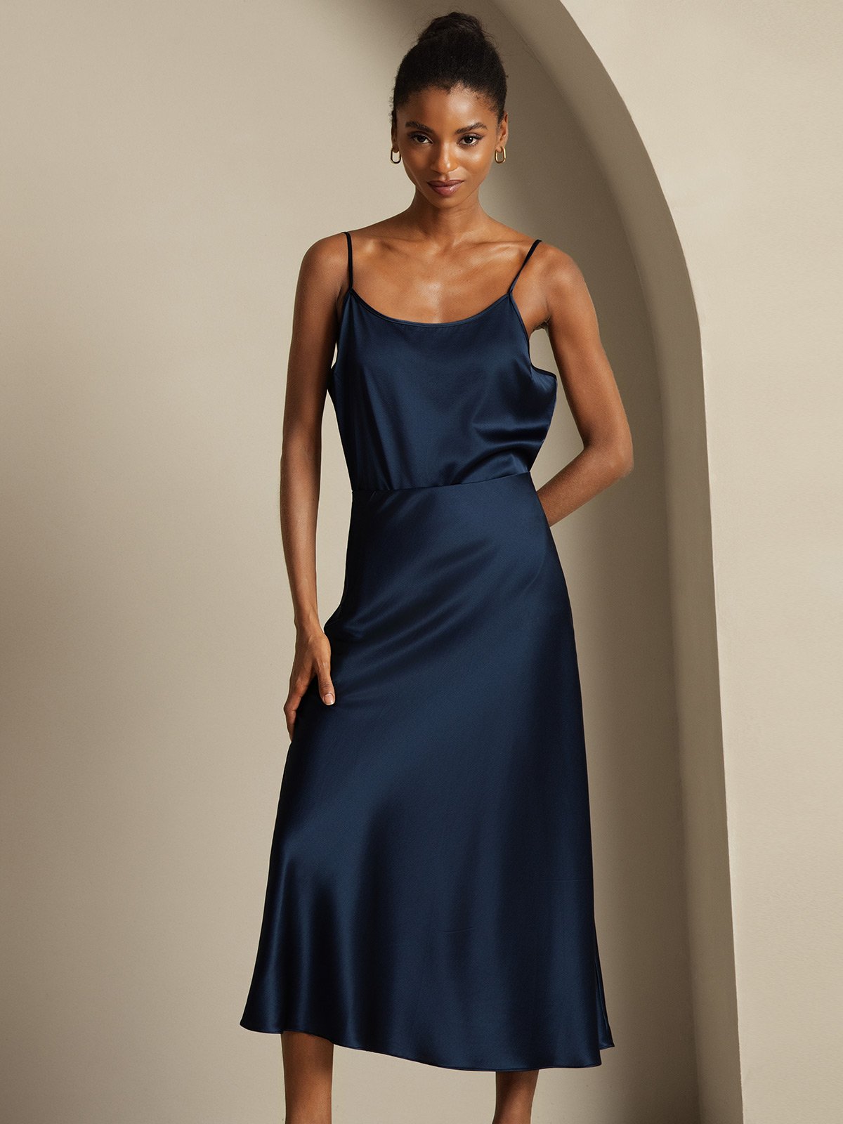 [Bleu Foncé] SilkSilky-FR 19Momme Soie Womens Outfit Sets 003,