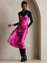 [Rose Rouge] SilkSilky-FR Sleeveless V Neck Robes 005