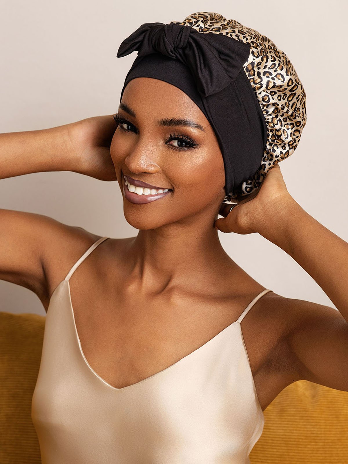 SilkSilky-FR Soie Sleep Cap Leopard 005