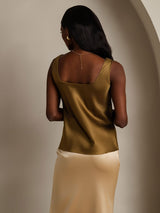 [Brun] SilkSilky-FR Sleeveless Top À Fines Brides 002