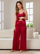 [Rouge Vineux] SilkSilky-FR Fines Brides Col V Ensemble Camisole 005