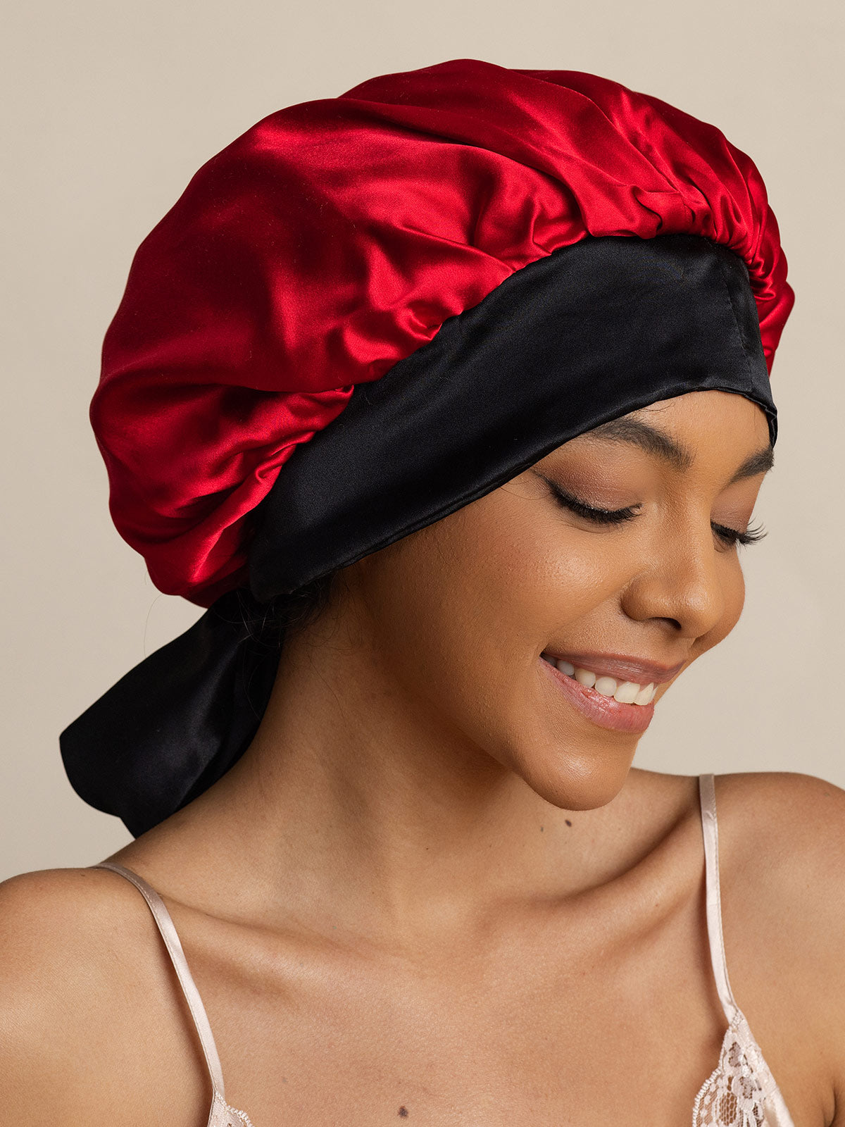 SilkSilky-FR Pure Soie Sleep Cap RougeVineux 006