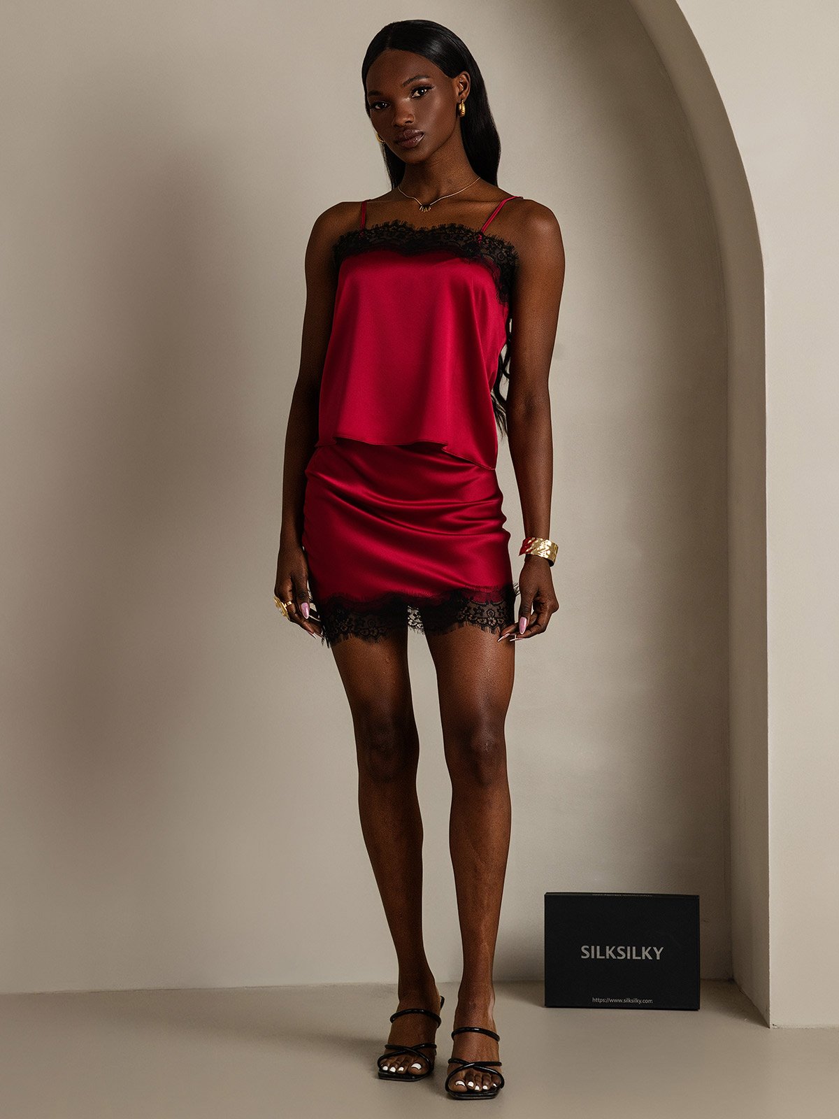 SilkSilky-FR 19Momme Soie Skirt RougeVineux 006