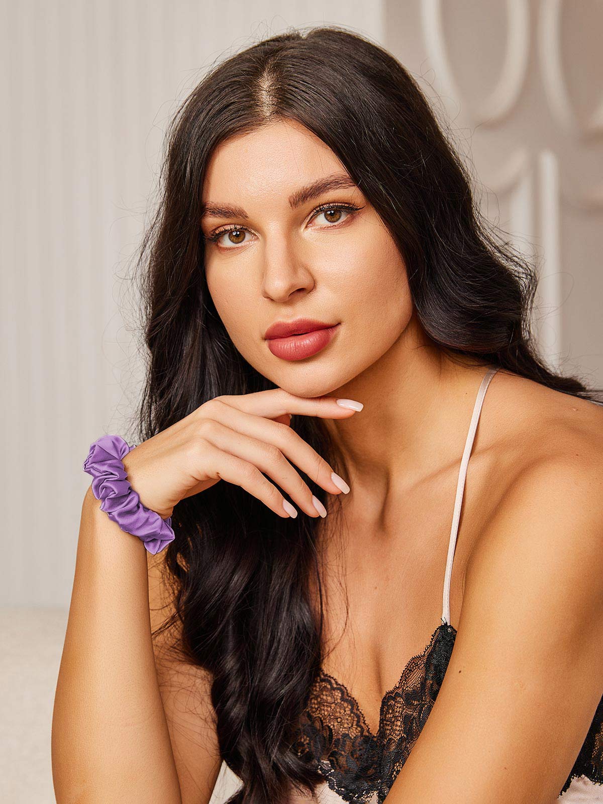 [Lavande] SilkSilky-FR Pure Soie Scrunchie 002,