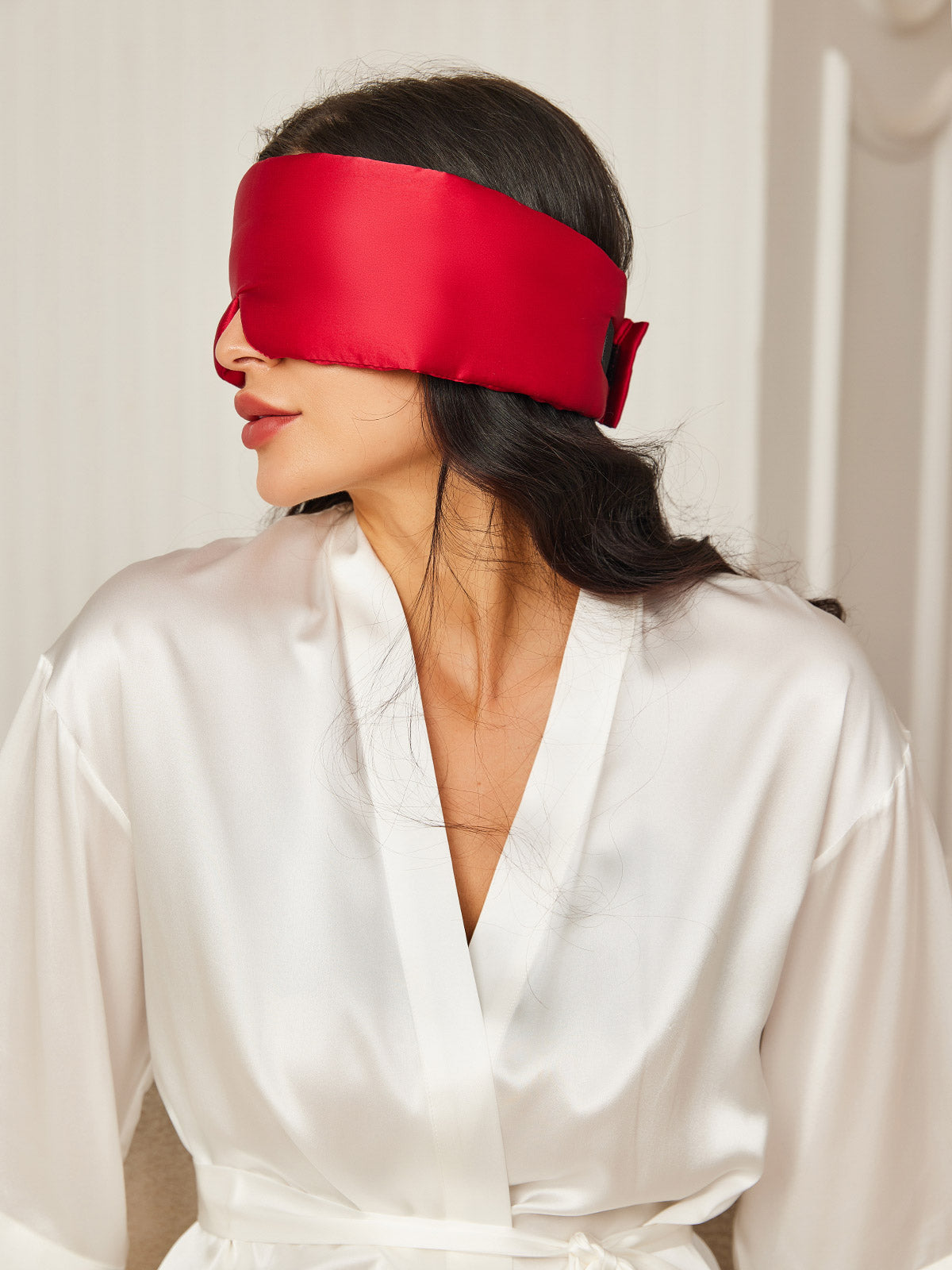 SilkSilky FR 19Momme Pure Soie Eye Mask RougeVineux 002