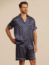 [Chaîne Marine] SilkSilky-FR Manches courtes Col Cranté Homme Pyjamas 003