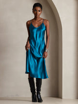 [Bleu Royal] SilkSilky-FR Sleeveless V Neck Robes 004