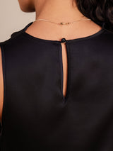 [Noir] SilkSilky-FR Sleeveless Cowl Neck Robes 005