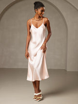 [Rose] SilkSilky-FR Sleeveless V Neck Robes 001