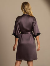 [Gris Pourpre] SilkSilky-FR Manches mi-longues Femme Peignoir 002