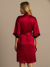 [Rouge Vineux] SilkSilky-FR Half Sleeve Femme Peignoir 002