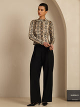 [Snakeskin] SilkSilky-FR Manches longues Col Mock Femme T-Shirt 008