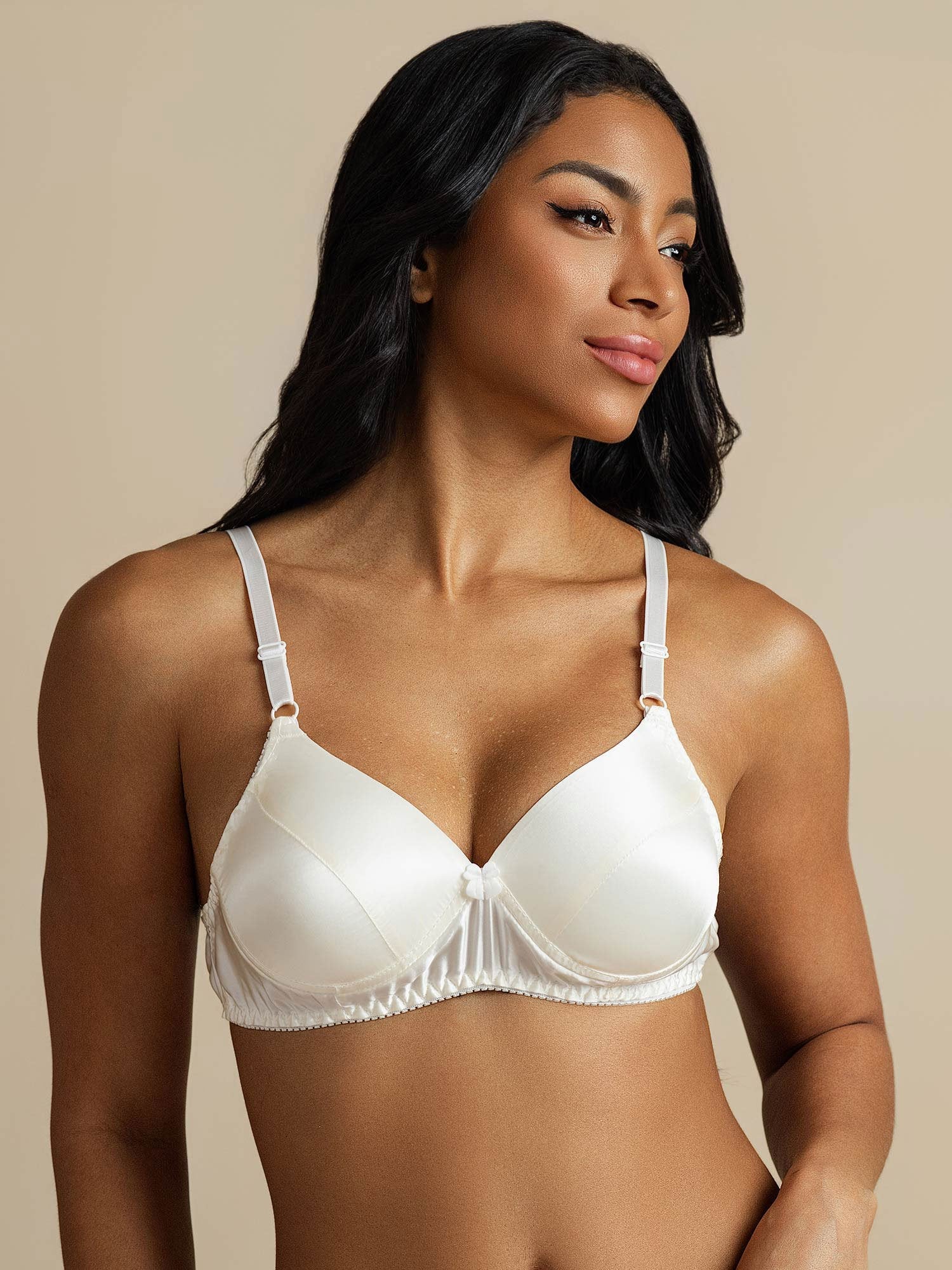 [Blanc] SilkSilky-FR Soie Bra 008,