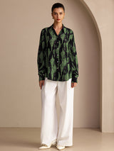 [Mousse Noire] SilkSilky-FR Long Sleeve Lapel Collar Blouse 006