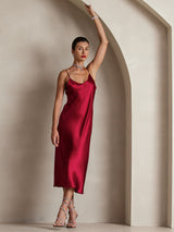 [Rouge Vineux] SilkSilky-FR Sleeveless V Neck Robes 007