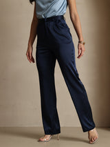 [Bleu Foncé] SilkSilky-FR 19Momme Soie Womens Pants 004