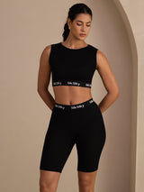 [Noir] SilkSilky-FR Sleeveless Crew Neck Women's Outfit Sets 001