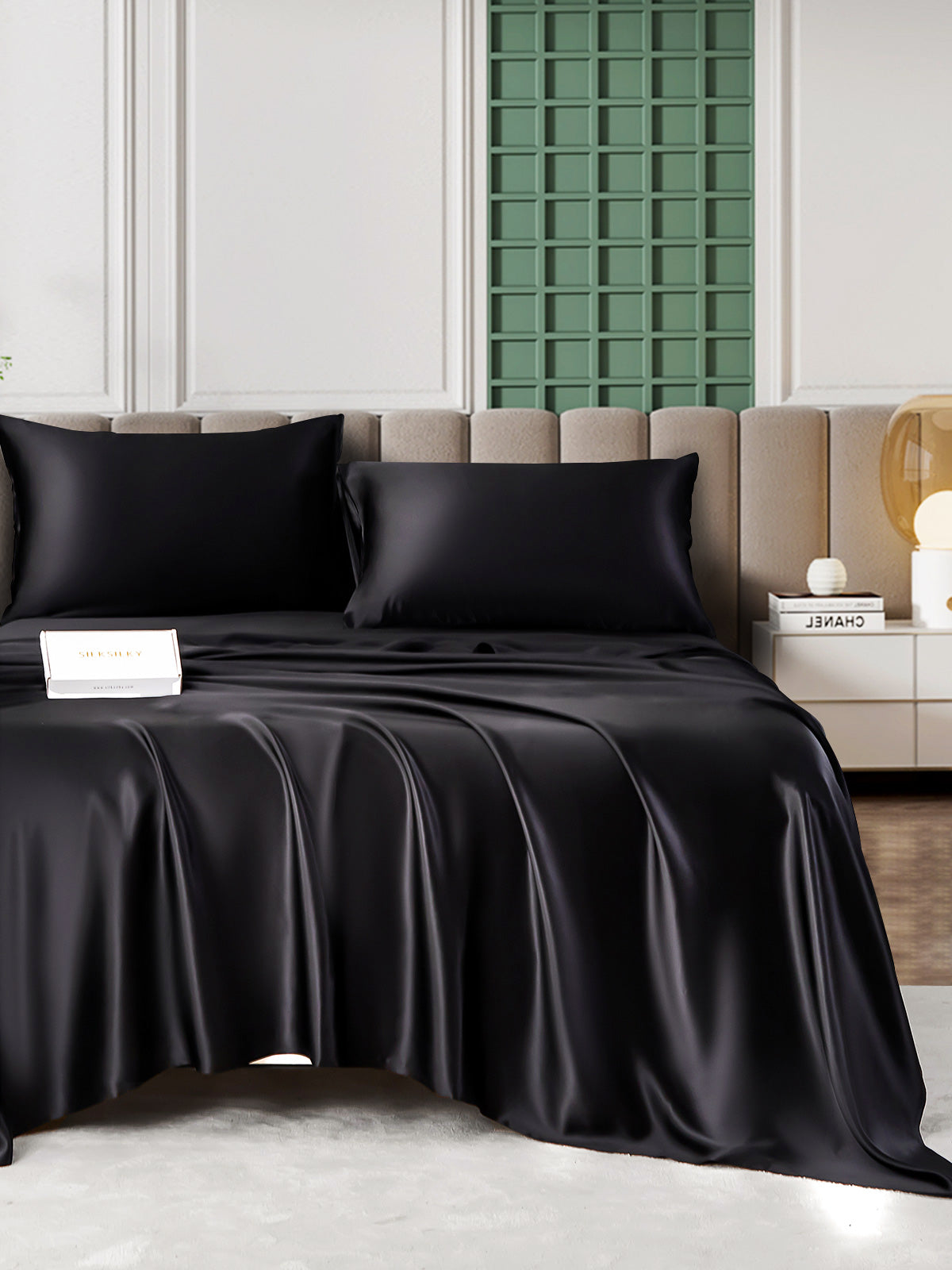 [Noir] SilkSilky-FR 25Momme Pure Soie Bedding Set 001
