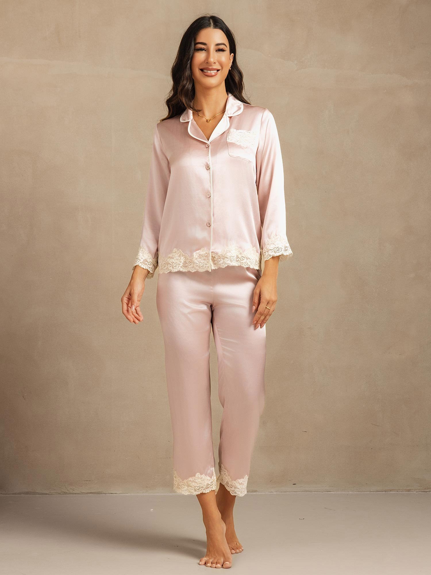 [Rose] SilkSilky-FR Soie Womens Pajamas 003