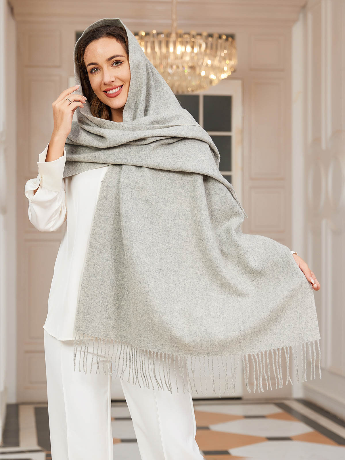 [Gris Clair] SilkSilky-FR Laine Scarf 001