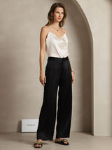 [Noir] SilkSilky-FR 19Momme Soie Womens Pants 005,