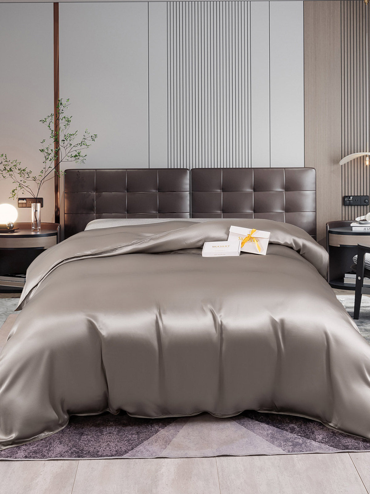 SilkSilky FR 22Momme Pure Soie Duvet Cover Gris 001