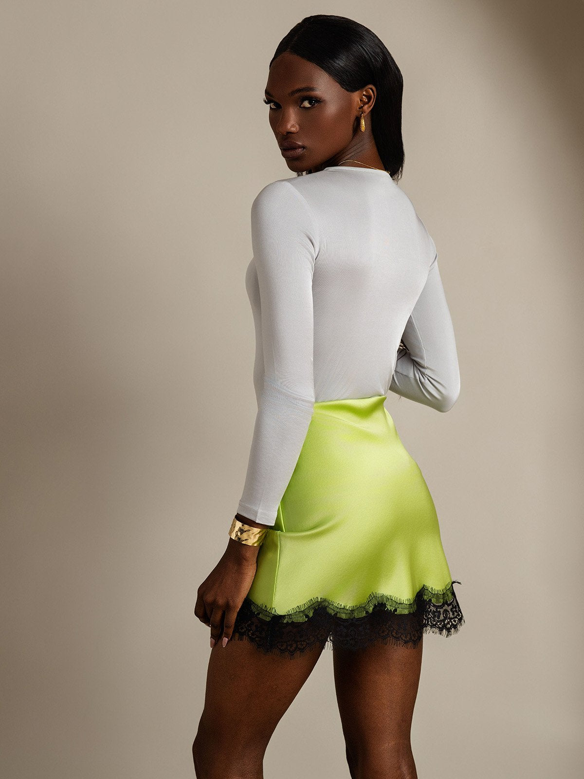 [Gris Clair] SilkSilky-FR Soie Col Rond Femme T-Shirt 002