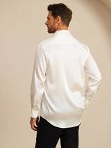 [Blanc] SilkSilky-FR 19Momme Manches longues Col à Revers Homme Chemise 002