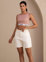 [Rose] SilkSilky-FR Sleeveless Crew Neck Top À Fines Brides 008