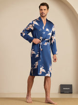 [Bleu Foncé] SilkSilky-FR 19Momme Mens Robe 005