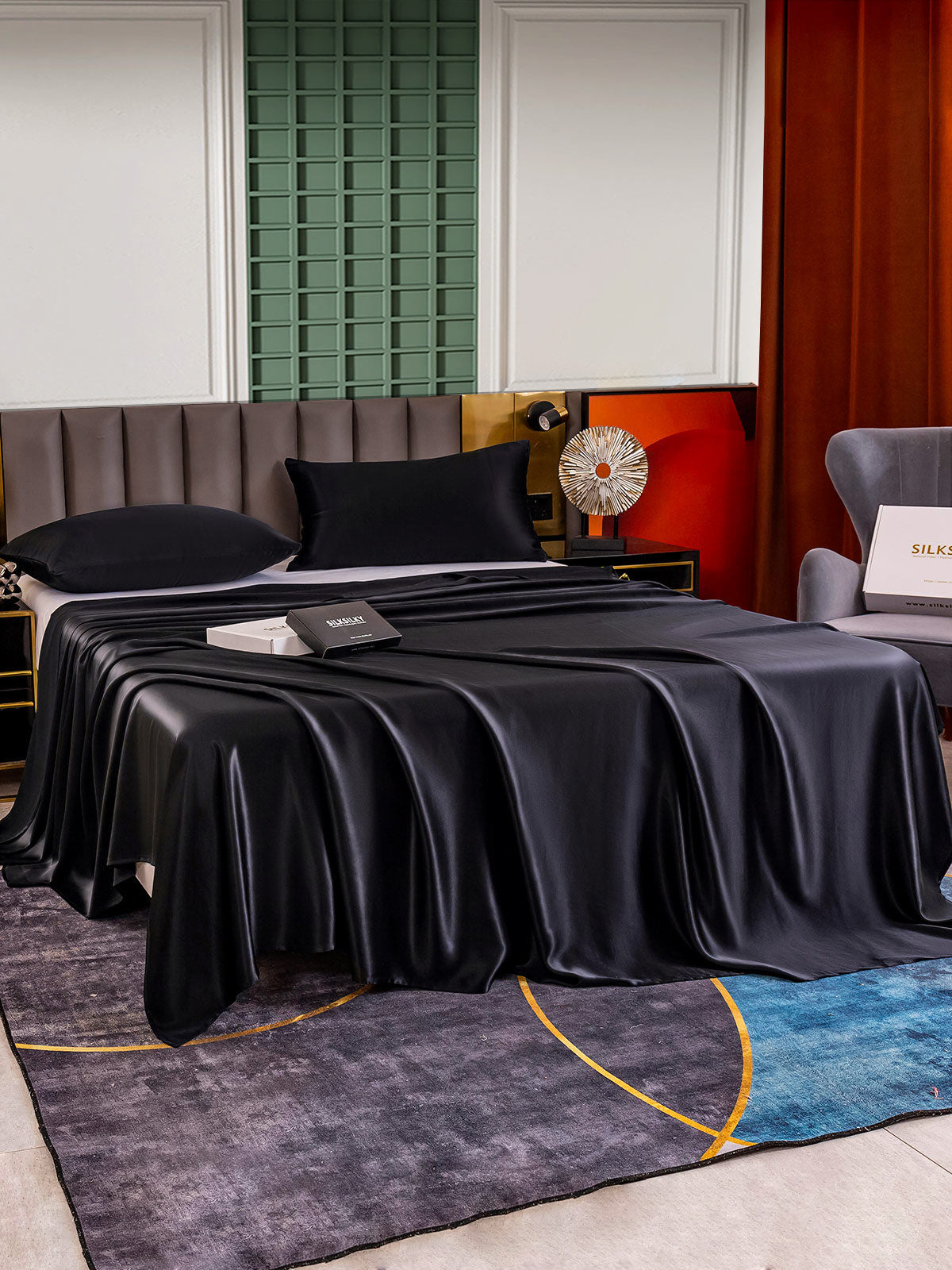 [Noir] SilkSilky-FR 25Momme Pure Soie Bedding Set 003