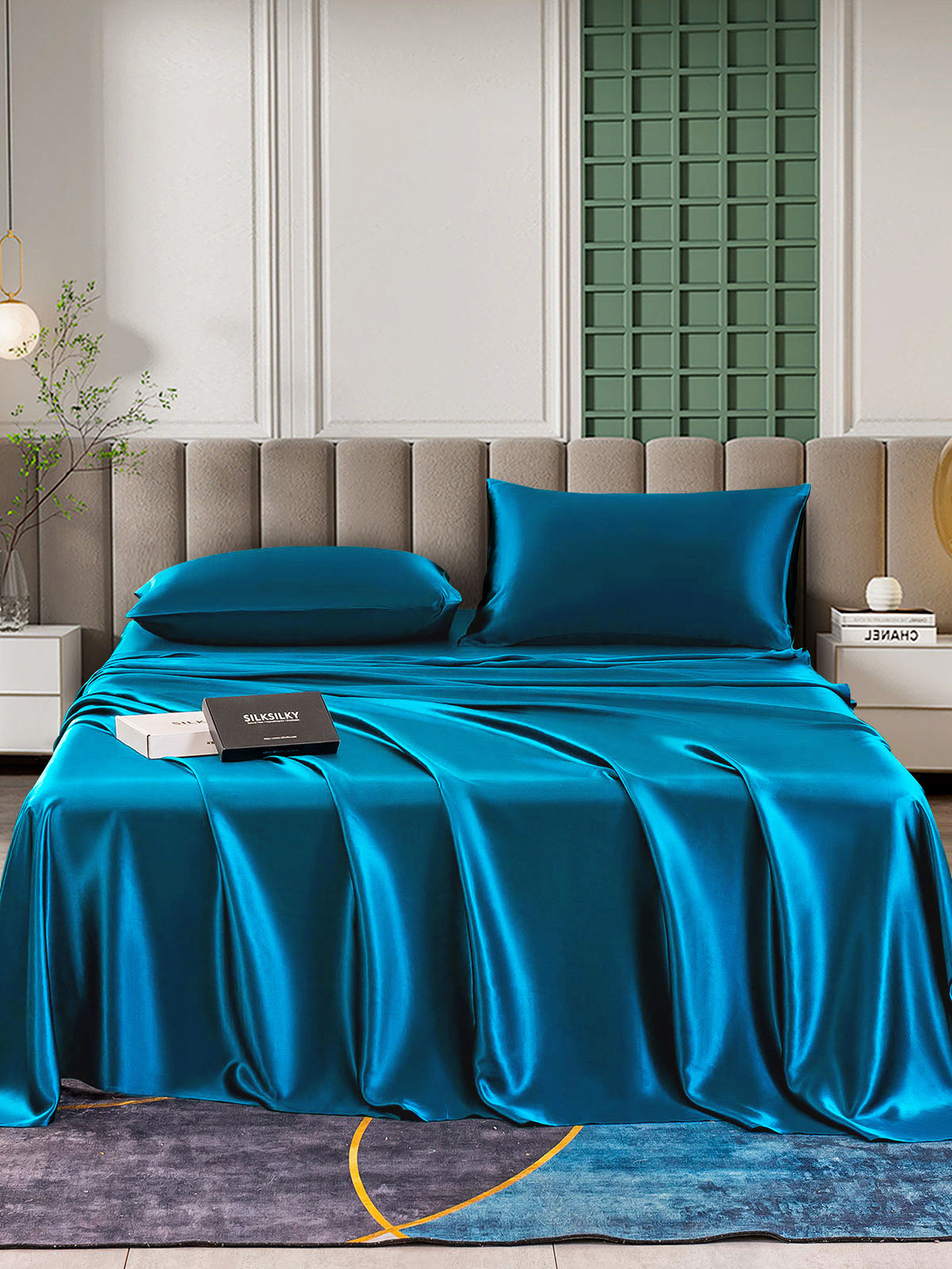 [Bleu Royal] SilkSilky-FR 25Momme Pure Soie Bedding Set 001