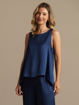 [Bleu Foncé] SilkSilky-FR Sleeveless Femme Pyjamas 003