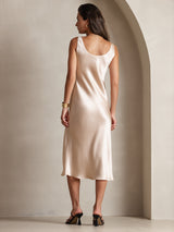 [Champagne] SilkSilky-FR Sans manches Encolure Dégagée Robes 002