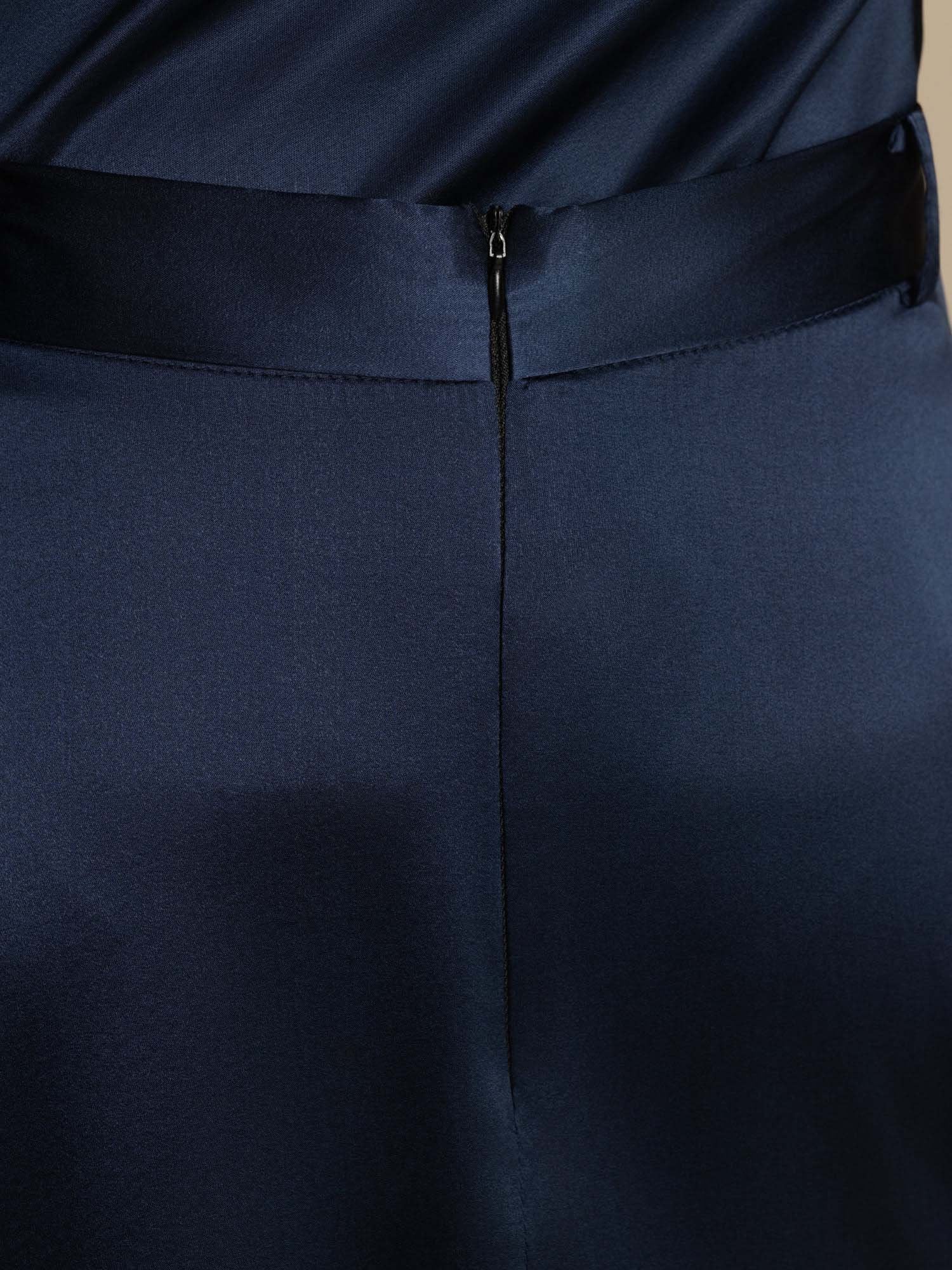 [BleuFoncé] SilkSilky-FR 19Momme Soie Skirt 008