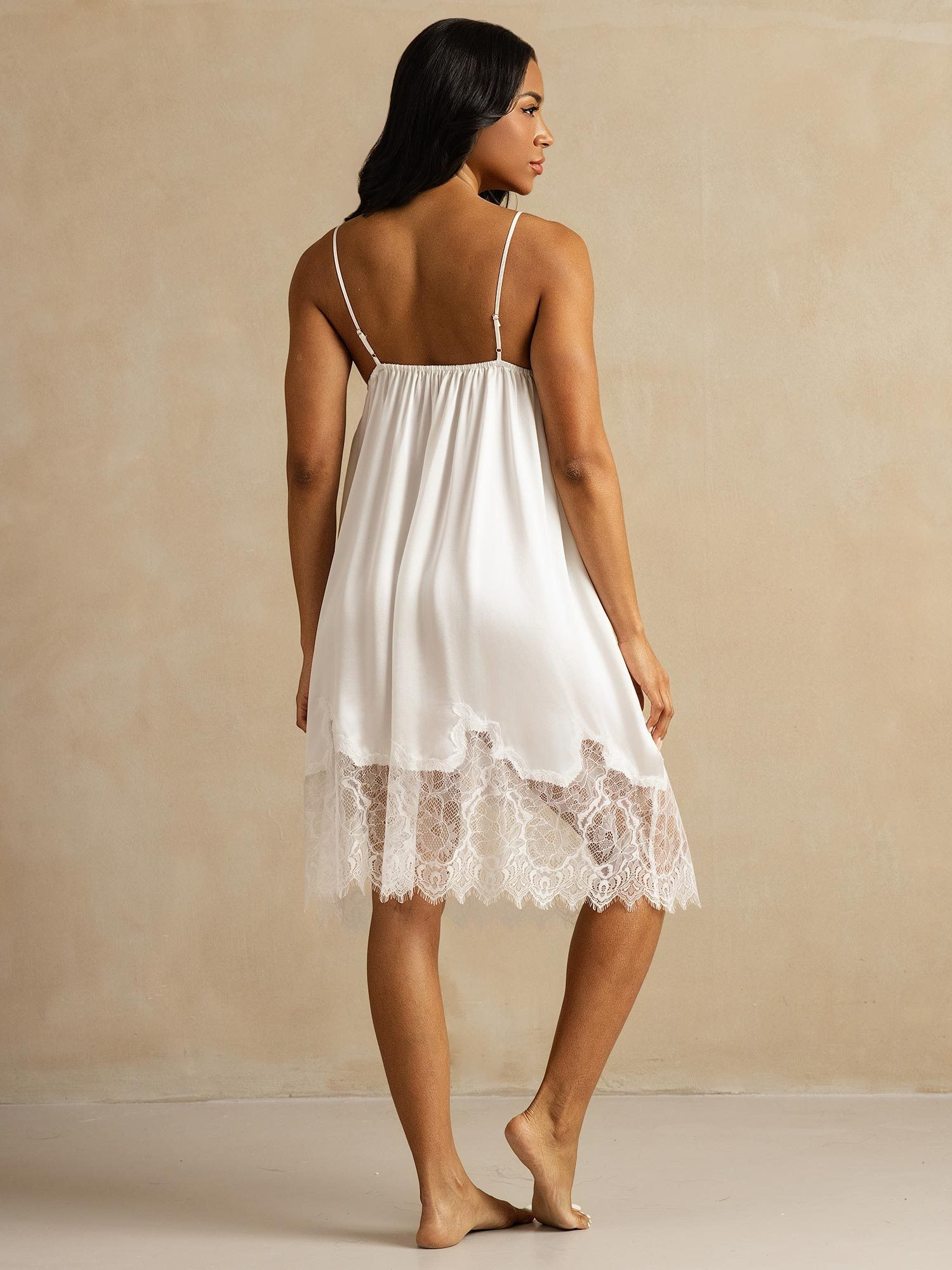 [Blanc] SilkSilky-FR Soie Nightgown 002