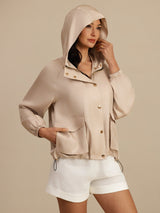 [Tan] SilkSilky-FR Manches longues Col Haut Femme Manteaux 001