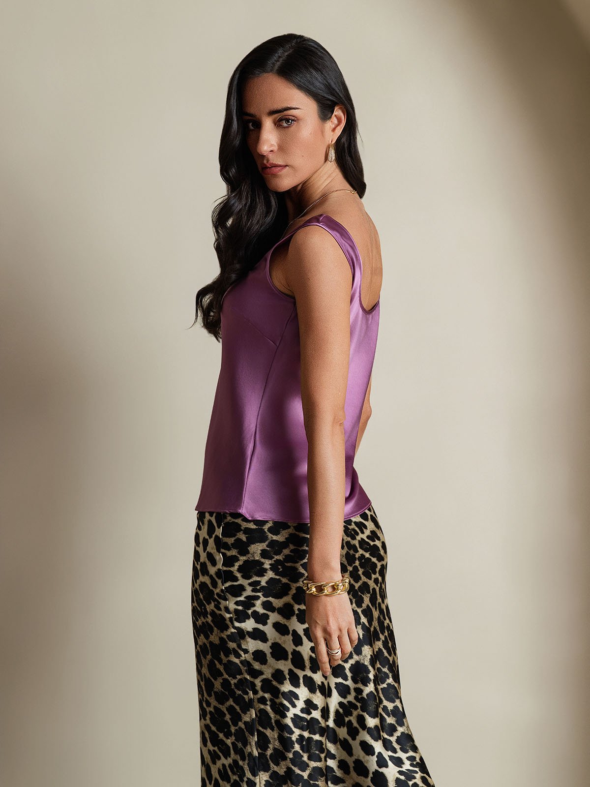 [Violet Foncé] SilkSilky-FR 19Momme Soie Camisoles 002