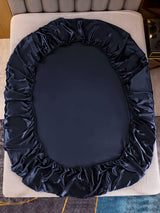 [Bleu Foncé] SilkSilky-FR Parure de Lit Soie 003
