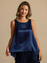 [Bleu Foncé] SilkSilky-FR Sleeveless Scoop Neck Top À Fines Brides 002