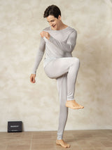[Argent] SilkSilky-FR Long Sleeve Round Neck Sous Vêtements Longs Homme 002