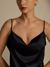 [Noir] SilkSilky-FR Spaghetti Strap Cowl Neck Women's Outfit Sets 004